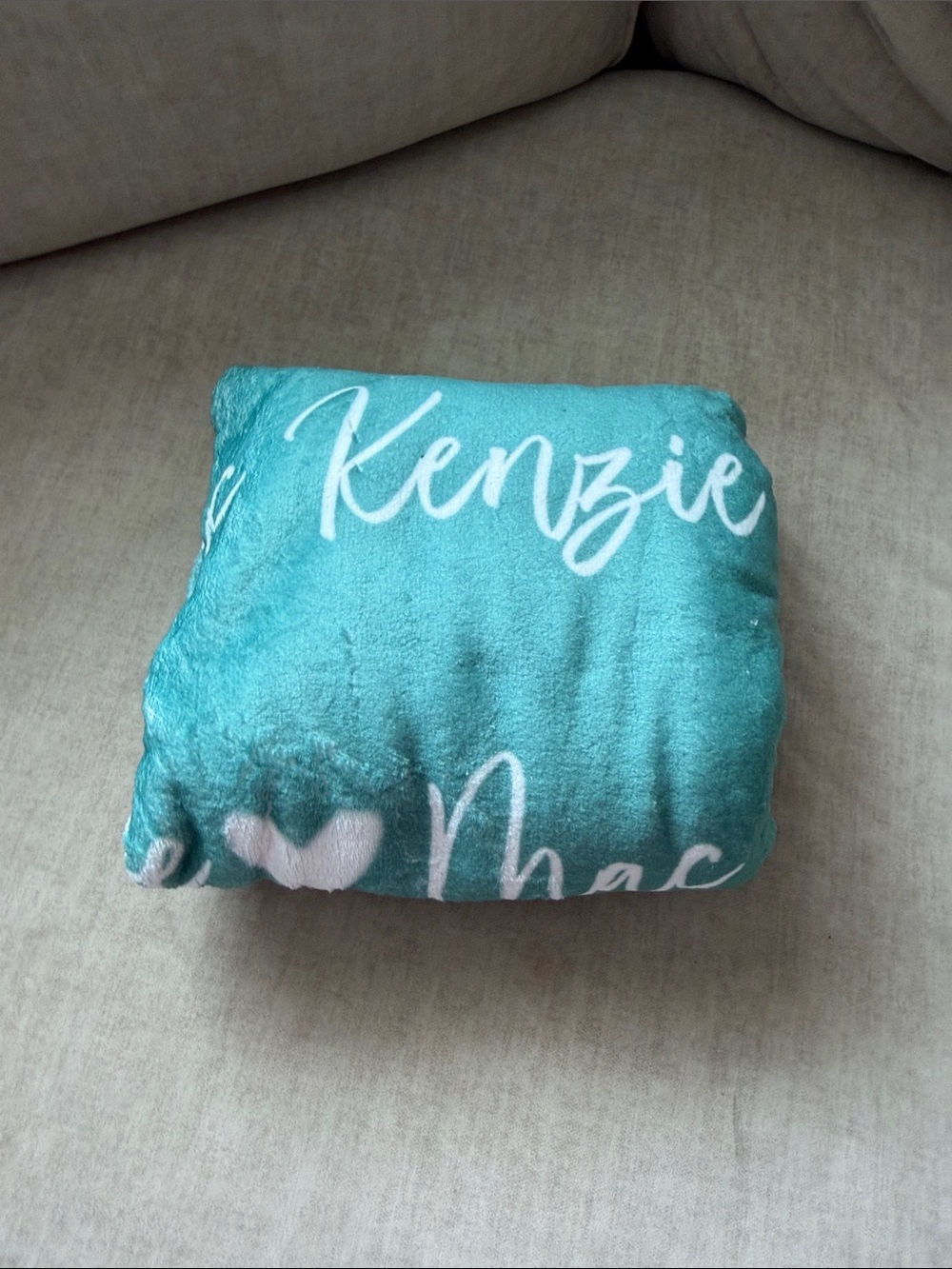 MacKenzie Personalized Teal Plush Throw Blanket NWOT
